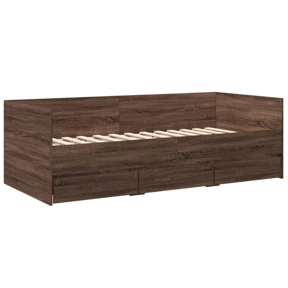 (brown oak, 100 x 200 cm) vidaXL Daybed with Drawers Sofa Bed Grey Sonoma 100x200 cm Engineered Wood