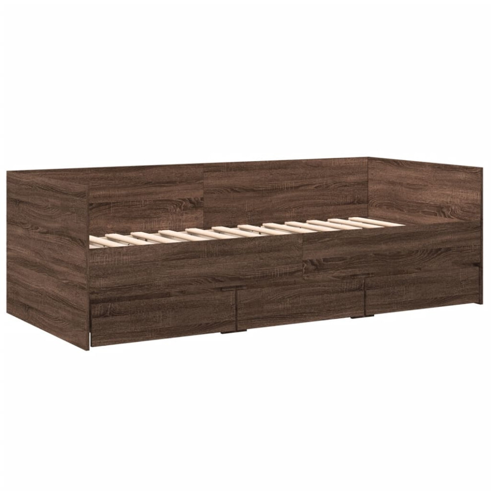 (brown oak, 90 x 200 cm) vidaXL Daybed with Drawers Sofa Bed Grey Sonoma 100x200 cm Engineered Wood