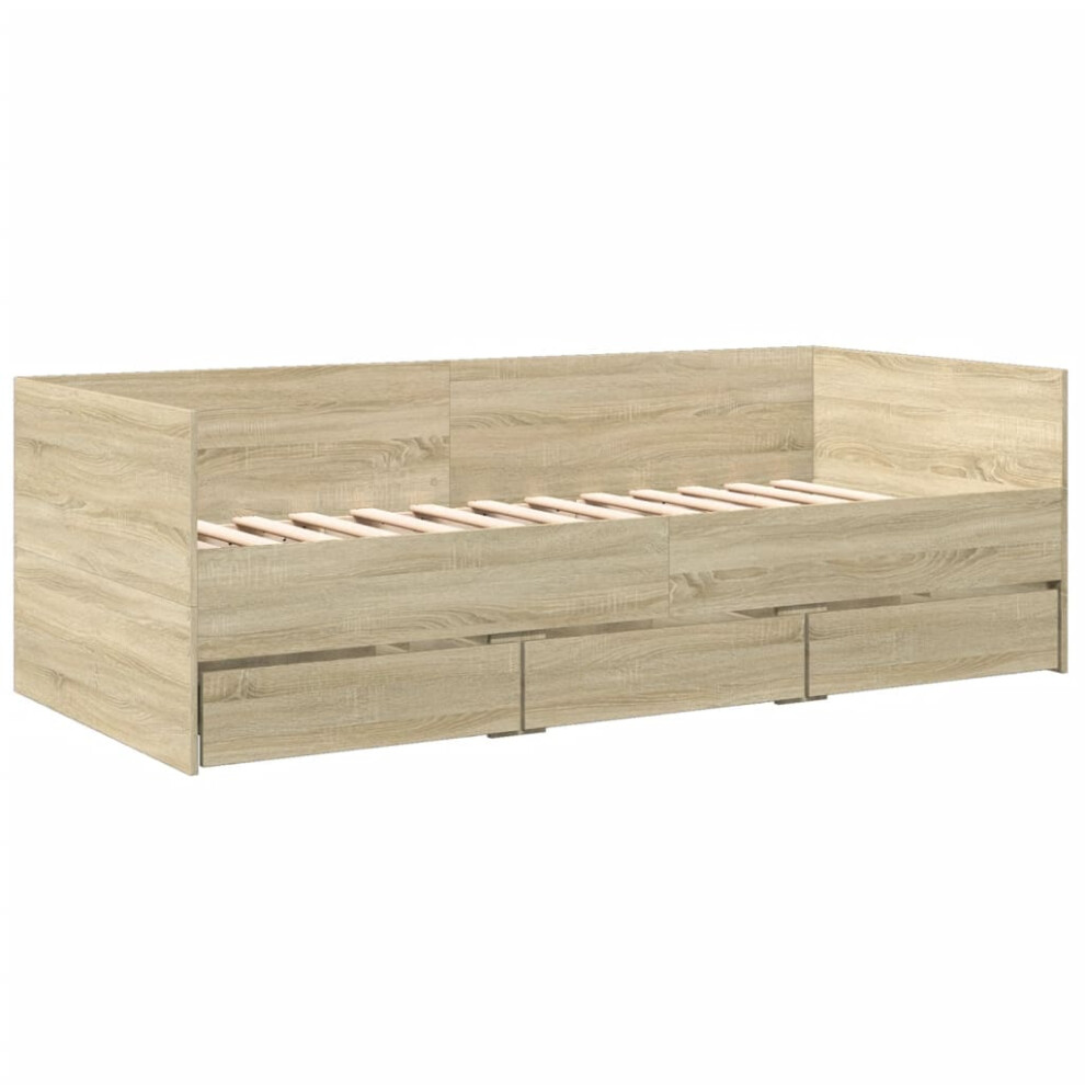 Vidaxl (Sonoma Oak, 90 X 190 Cm) Daybed With Drawers Sofa Bed Grey Sonoma 100X200 Cm Engineered Wood