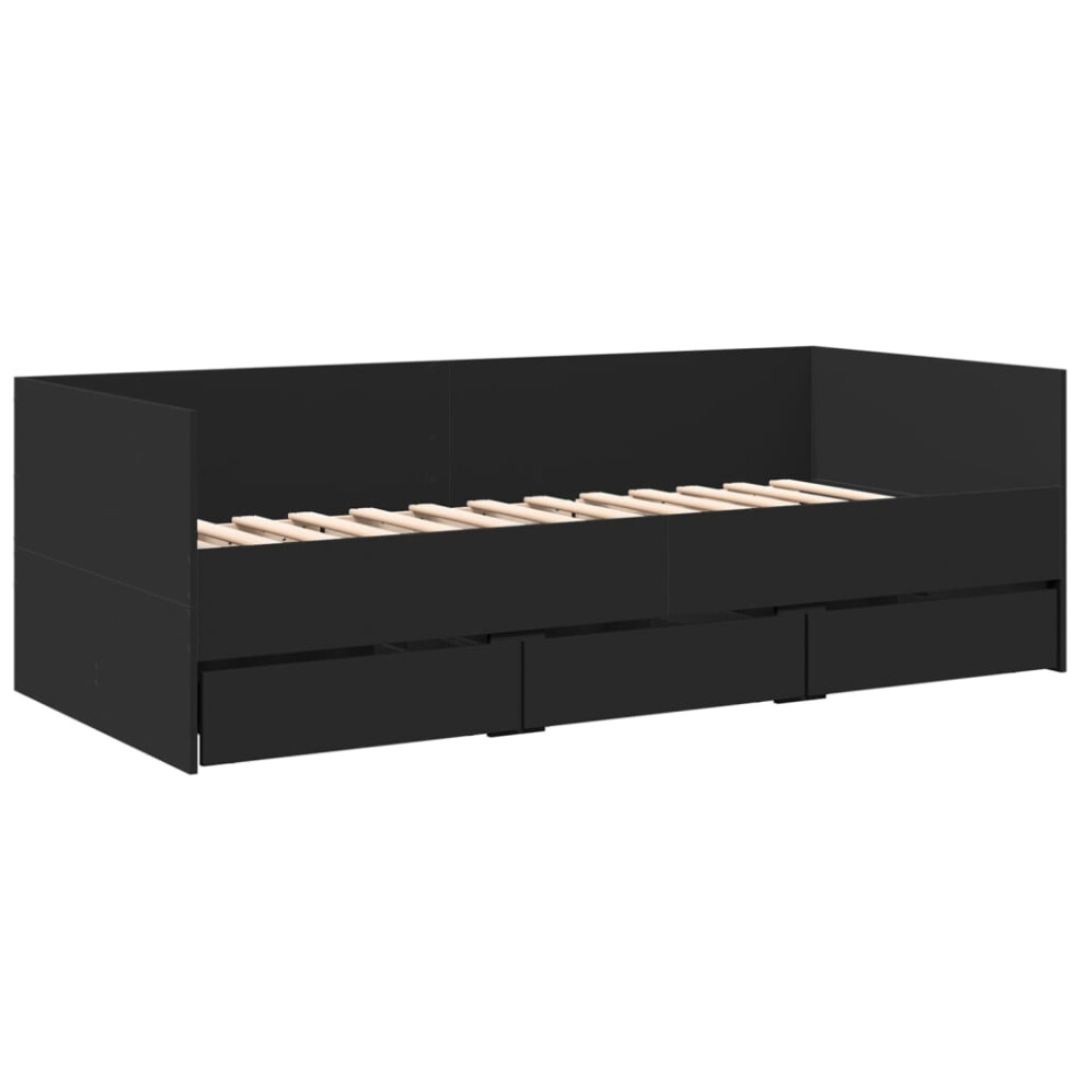 (black, 75 x 190 cm) vidaXL Daybed with Drawers Sofa Bed Grey Sonoma 100x200 cm Engineered Wood