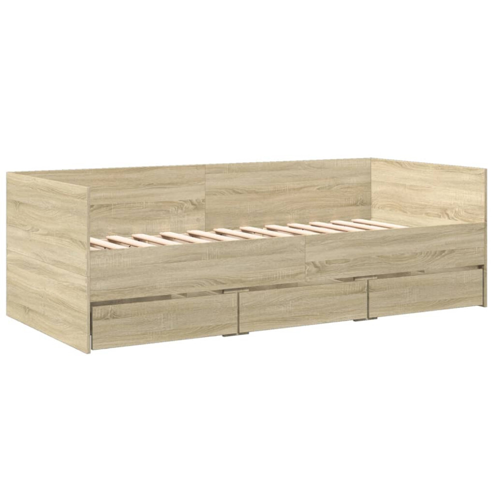 (sonoma oak, 75 x 190 cm) vidaXL Daybed with Drawers Sofa Bed Grey Sonoma 100x200 cm Engineered Wood