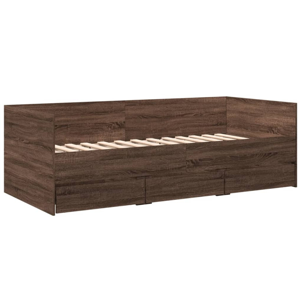 (brown oak, 75 x 190 cm) vidaXL Daybed with Drawers Sofa Bed Grey Sonoma 100x200 cm Engineered Wood