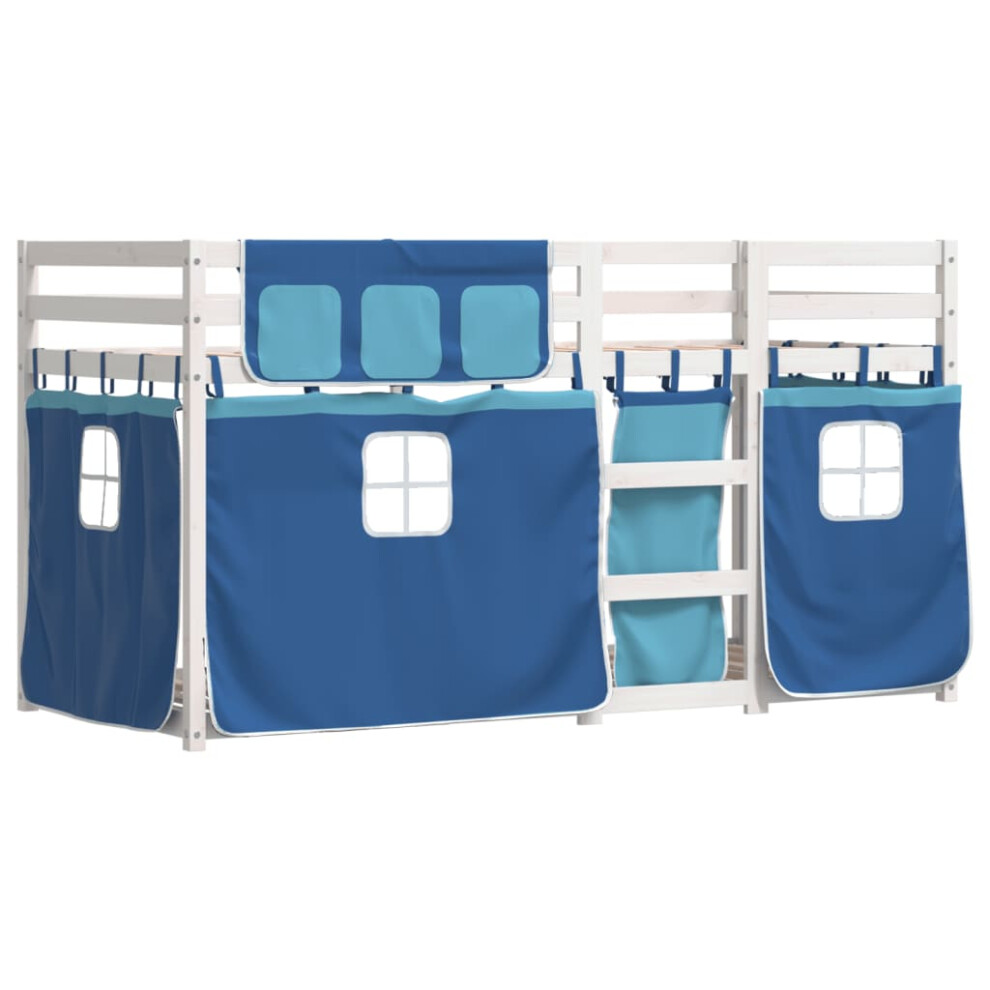 vidaXL Bunk Bed with Curtains Kids Twin Sleeper Blue 90x200 cm Solid Wood Pine