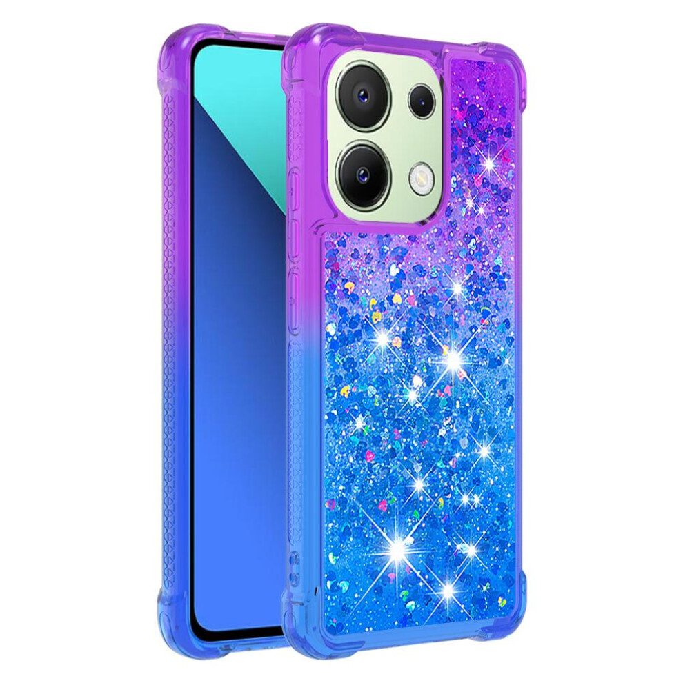 ( Purplish) Case For Xiaomi Redmi Note 13 4G Liquid Glitter Flowing Sparkle Moving Cover Clear Bumper Funny Bling Shiny Crystal Blue 764762707101