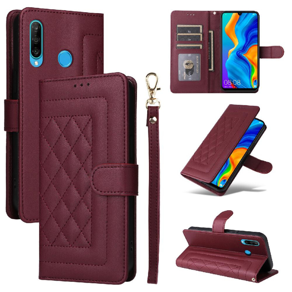 (Red) Flip Case For Huawei P30 Lite Flip Cover Leather Case Simple Business Wallet Shockproof Red 764762708733