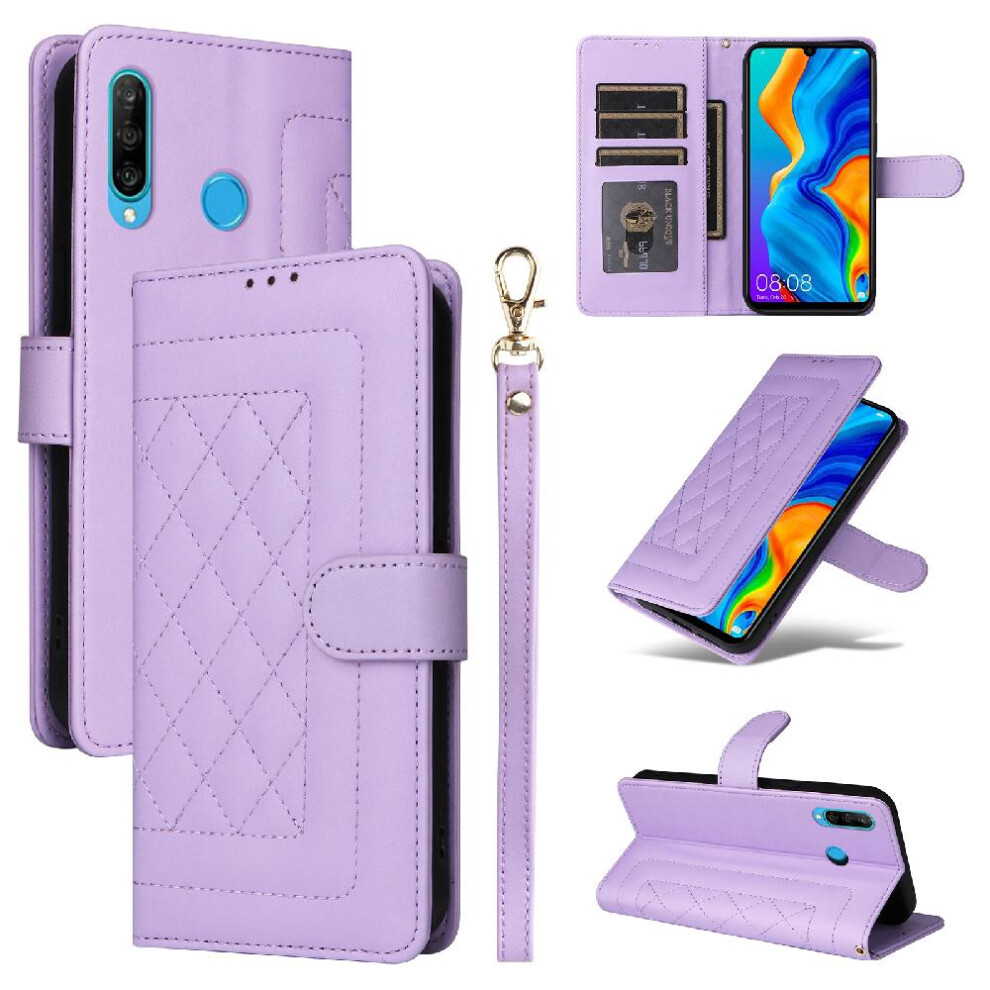 (Purple) Flip Case For Huawei P30 Lite Flip Cover Leather Case Simple Business Wallet Shockproof Purple 764762708719