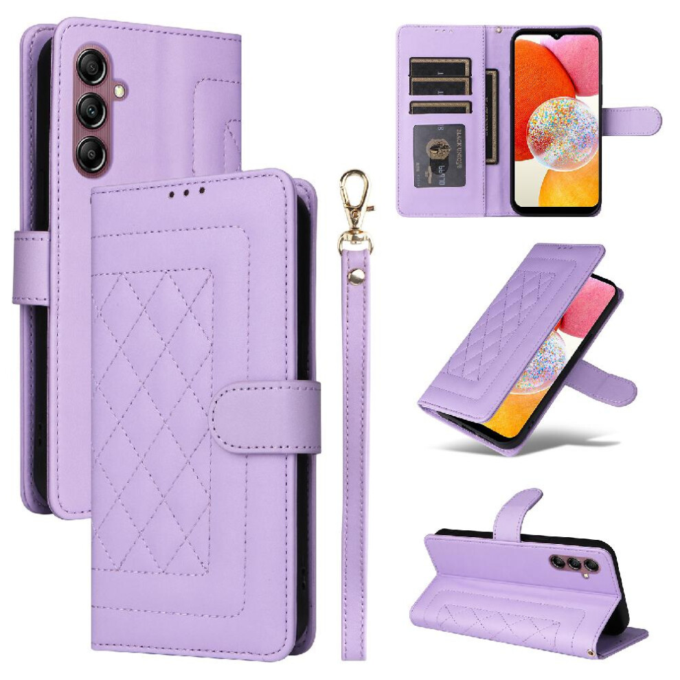 (Purple) Flip Case For Samsung Galaxy A14 4G/5G Wallet Flip Cover Leather Case Simple Business Shockproof Purple 764762709136