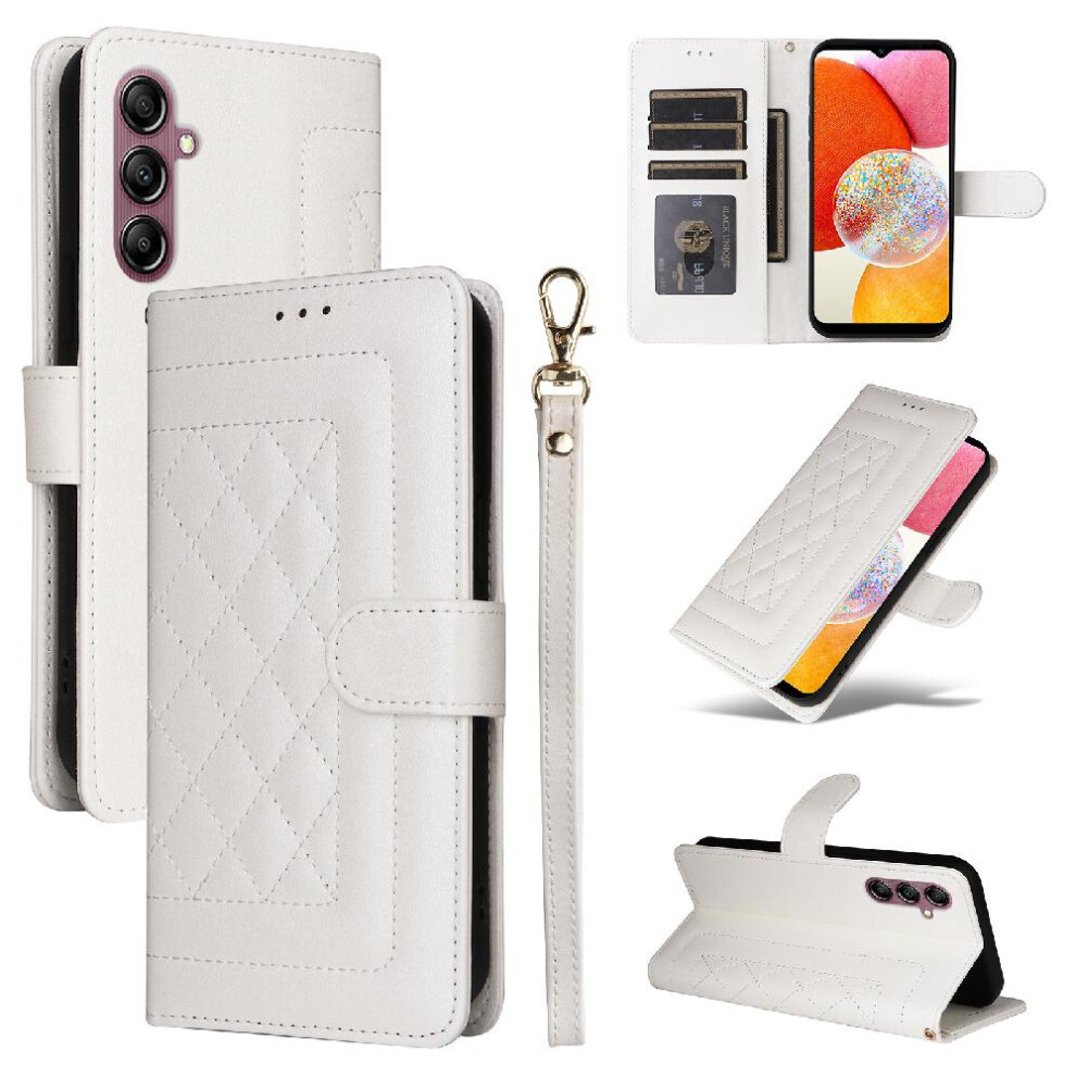 (White) Flip Case For Samsung Galaxy A14 4G/5G Wallet Flip Cover Leather Case Simple Business Shockproof White 764762709112