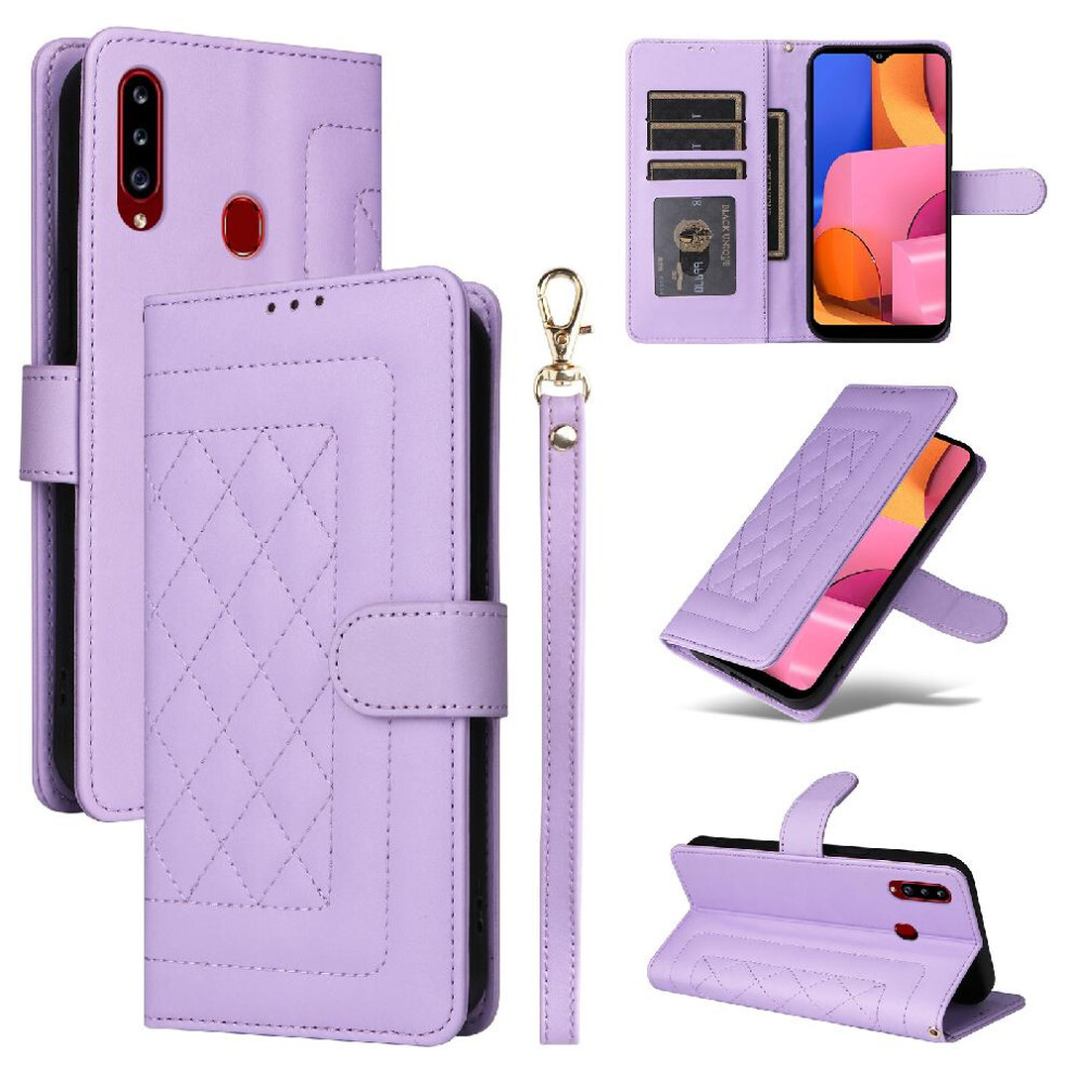 (Purple) Flip Case For Samsung Galaxy A20s Wallet Flip Cover Leather Case Simple Business Shockproof Purple 764762709419