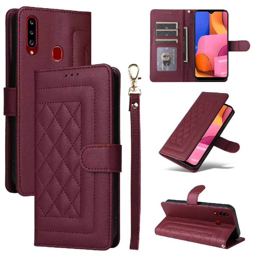 (Red) Flip Case For Samsung Galaxy A20s Wallet Flip Cover Leather Case Simple Business Shockproof Red 764762709433