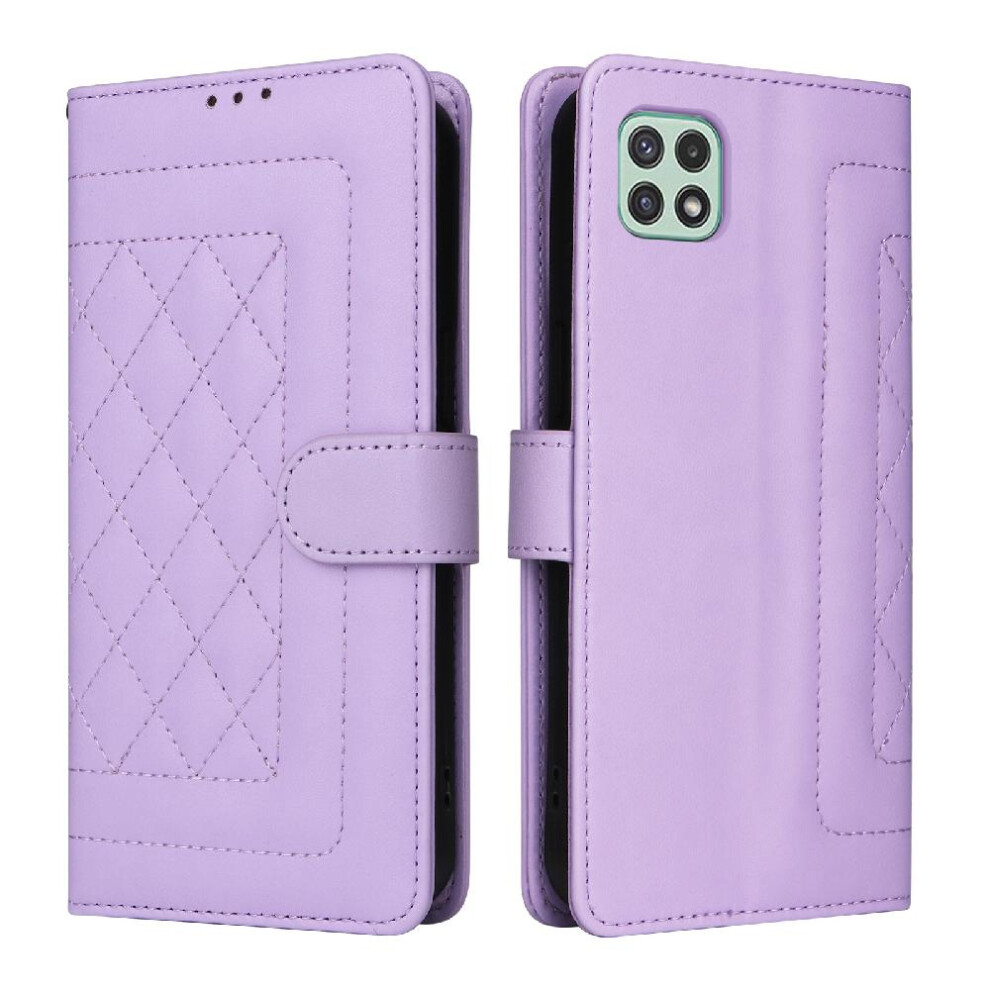 (Purple) Flip Case For Samsung Galaxy A22 5G Simple Business Leather Case Flip Cover Shockproof Wallet Purple 764762709624