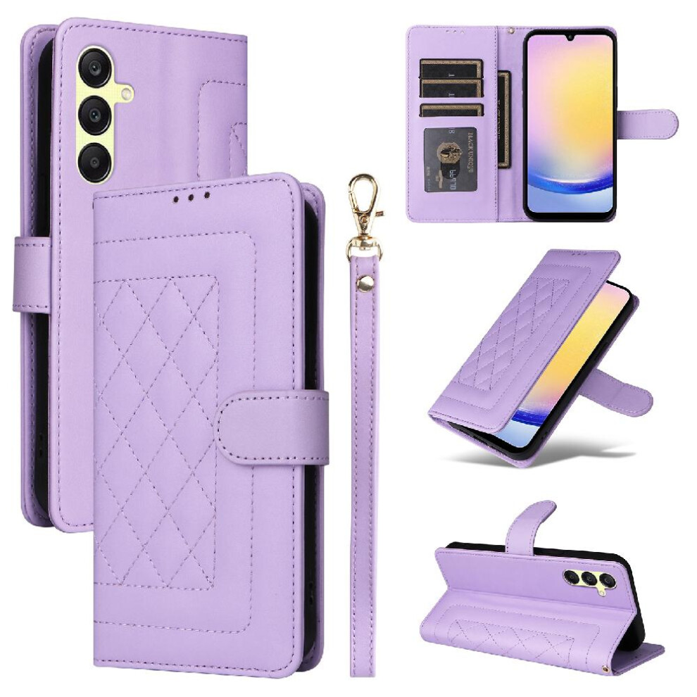 (Purple) Flip Case For Samsung Galaxy A25 5G Leather Case Simple Business Flip Cover Wallet Shockproof Purple 764762709839