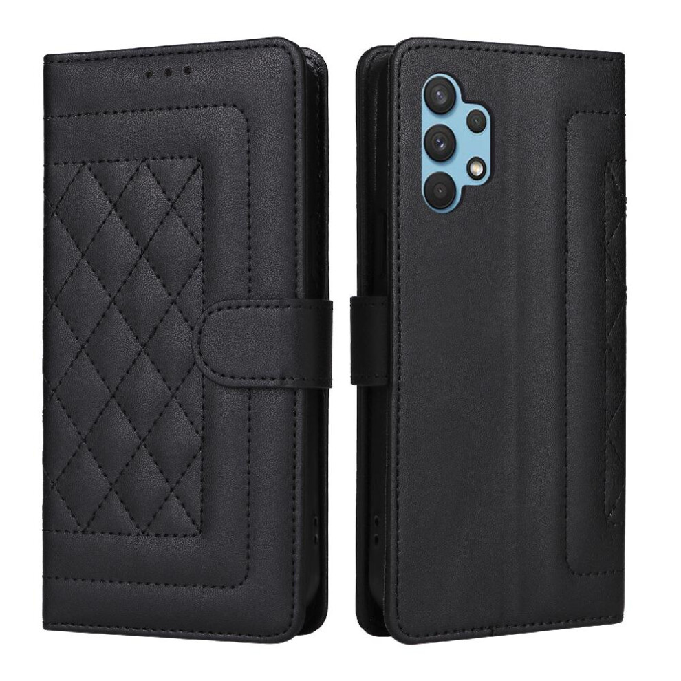 (Black) Flip Case For Samsung Galaxy A32 4G Wallet Leather Case Shockproof Flip Cover Simple Business Black 764762709938