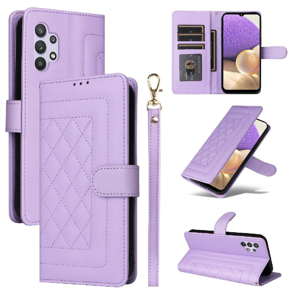 (Purple) Flip Case For Samsung Galaxy A32 5G Simple Business Flip Cover Wallet Leather Case Shockproof Purple 764762709976