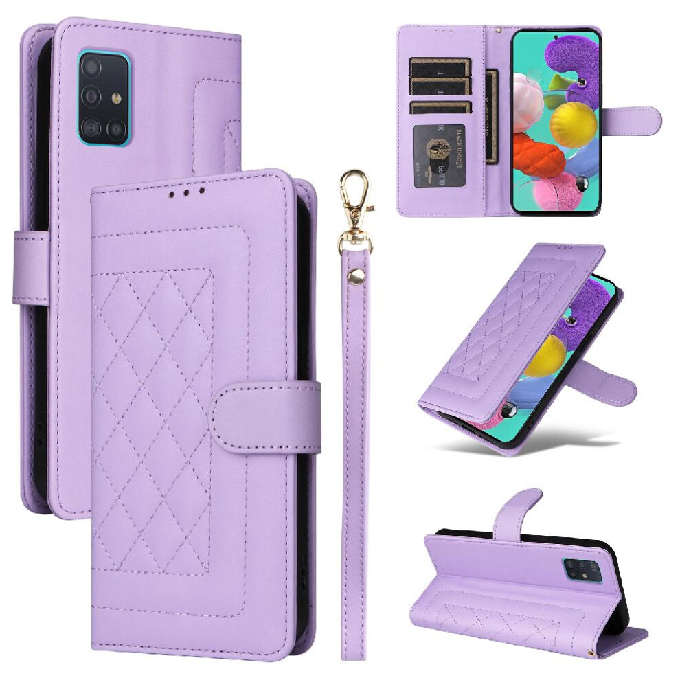 (Purple) Flip Case For Samsung Galaxy A51 Shockproof Flip Cover Leather Case Wallet Simple Business Purple 764762710323