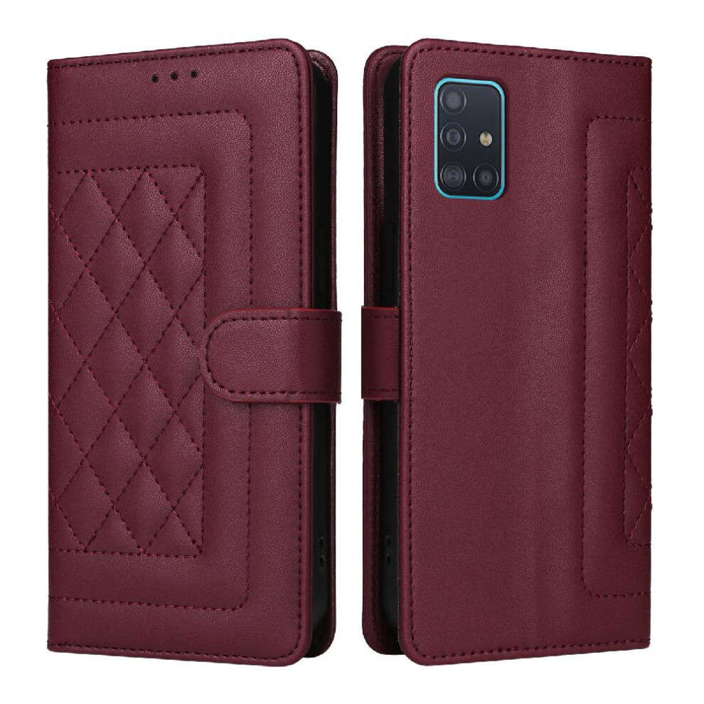 (Red) Flip Case For Samsung Galaxy A51 Shockproof Flip Cover Leather Case Wallet Simple Business Red 764762710347