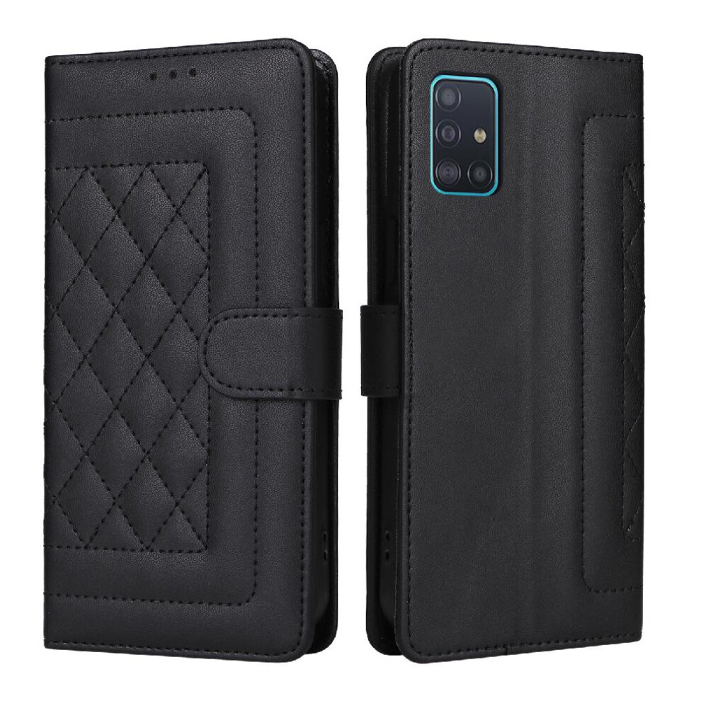 (Black) Flip Case For Samsung Galaxy A51 Shockproof Flip Cover Leather Case Wallet Simple Business Black 764762710354