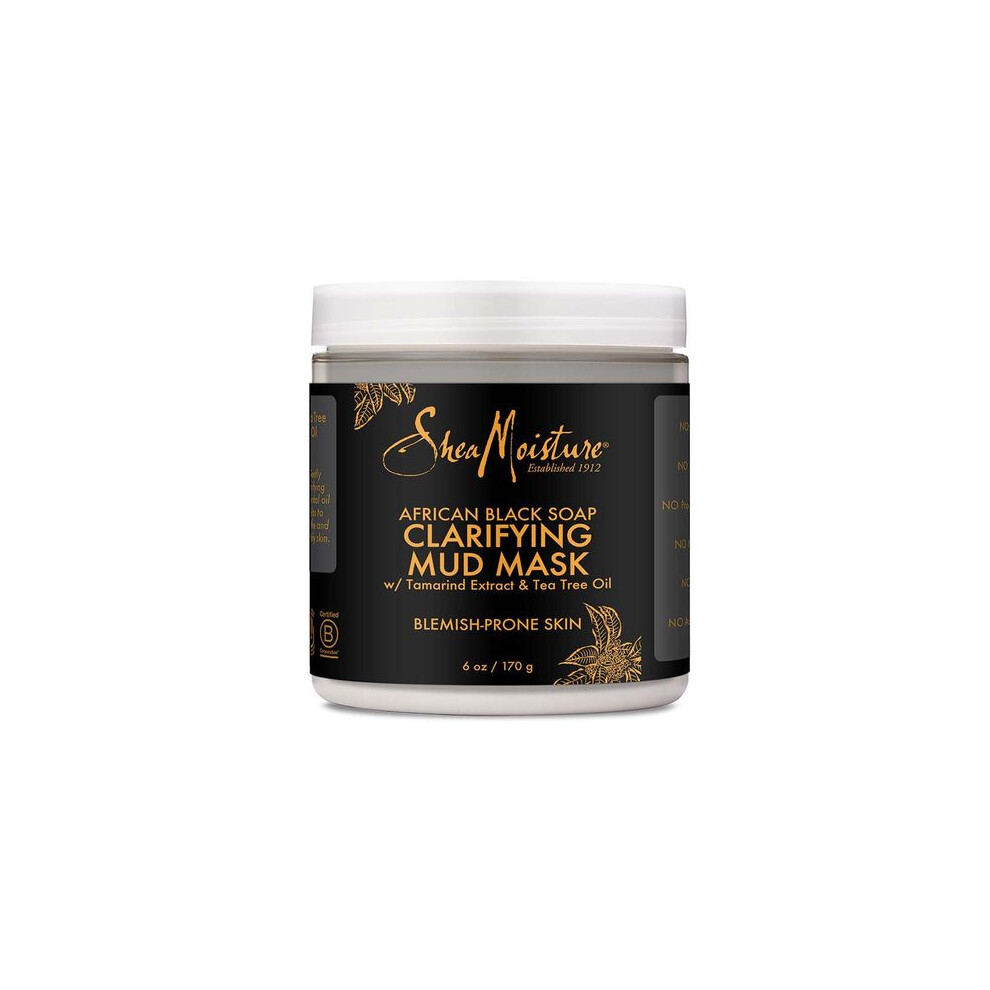 Black Sheamoisture African Soap Clarifying Mud Mask W/ Tamarind Extract & Tea Tree Oil, Blemish-Prone Skin 170G