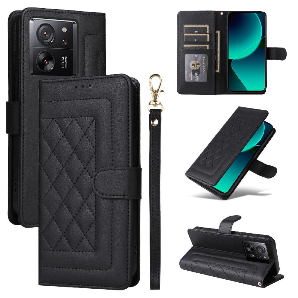 (Black) Flip Case For Xiaomi 13T/13T Pro Simple Business Shockproof Flip Cover Wallet Leather Case Black 764762713157