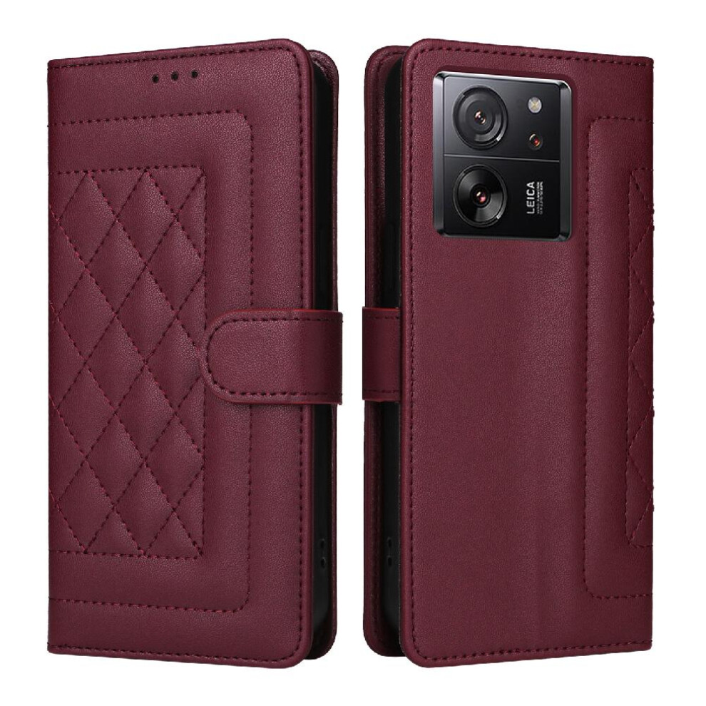 (Red) Flip Case For Xiaomi 13T/13T Pro Simple Business Shockproof Flip Cover Wallet Leather Case Red 764762713140