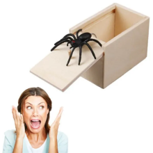 Wooden Prank Spider Scare Box Hidden in Case Trick Play Jokes