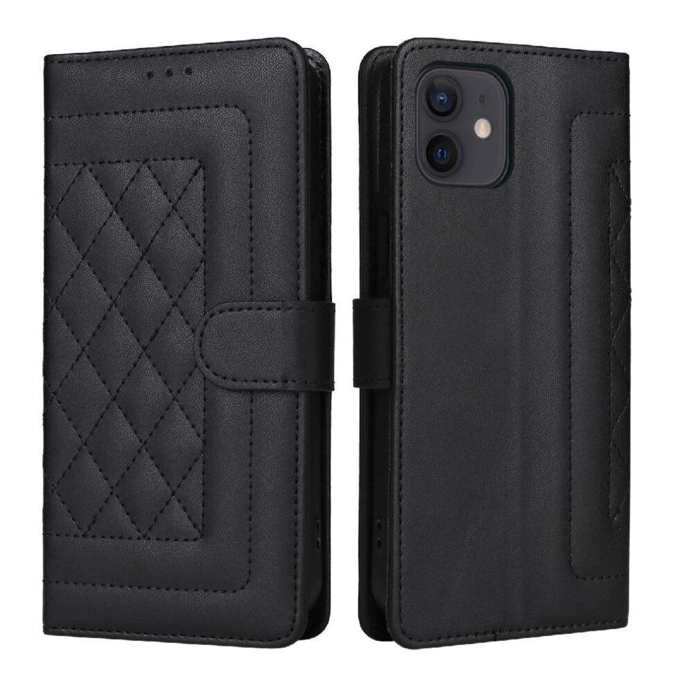 (Black) Flip Case For Iphone 12 Wallet Shockproof Leather Case Simple Business Flip Cover Black 764762714550