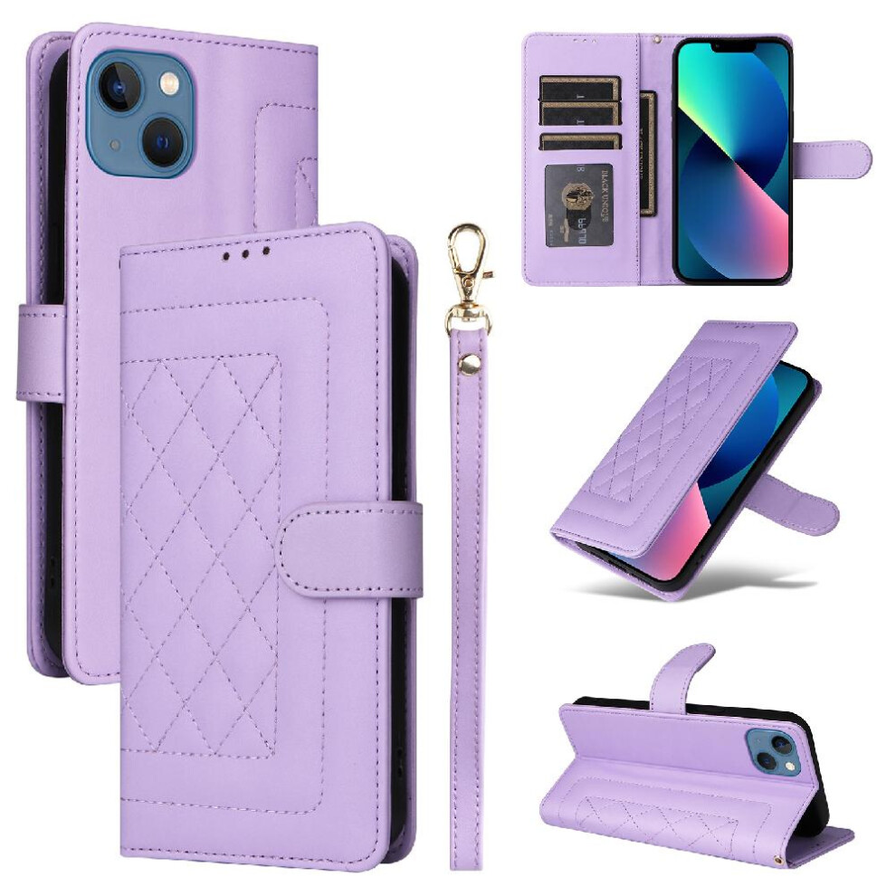 (Purple) Flip Case For Iphone 13 Flip Cover Shockproof Simple Business Wallet Leather Case Purple 764762714598