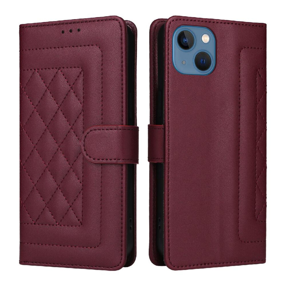 (Red) Flip Case For Iphone 13 Flip Cover Shockproof Simple Business Wallet Leather Case Red 764762714611