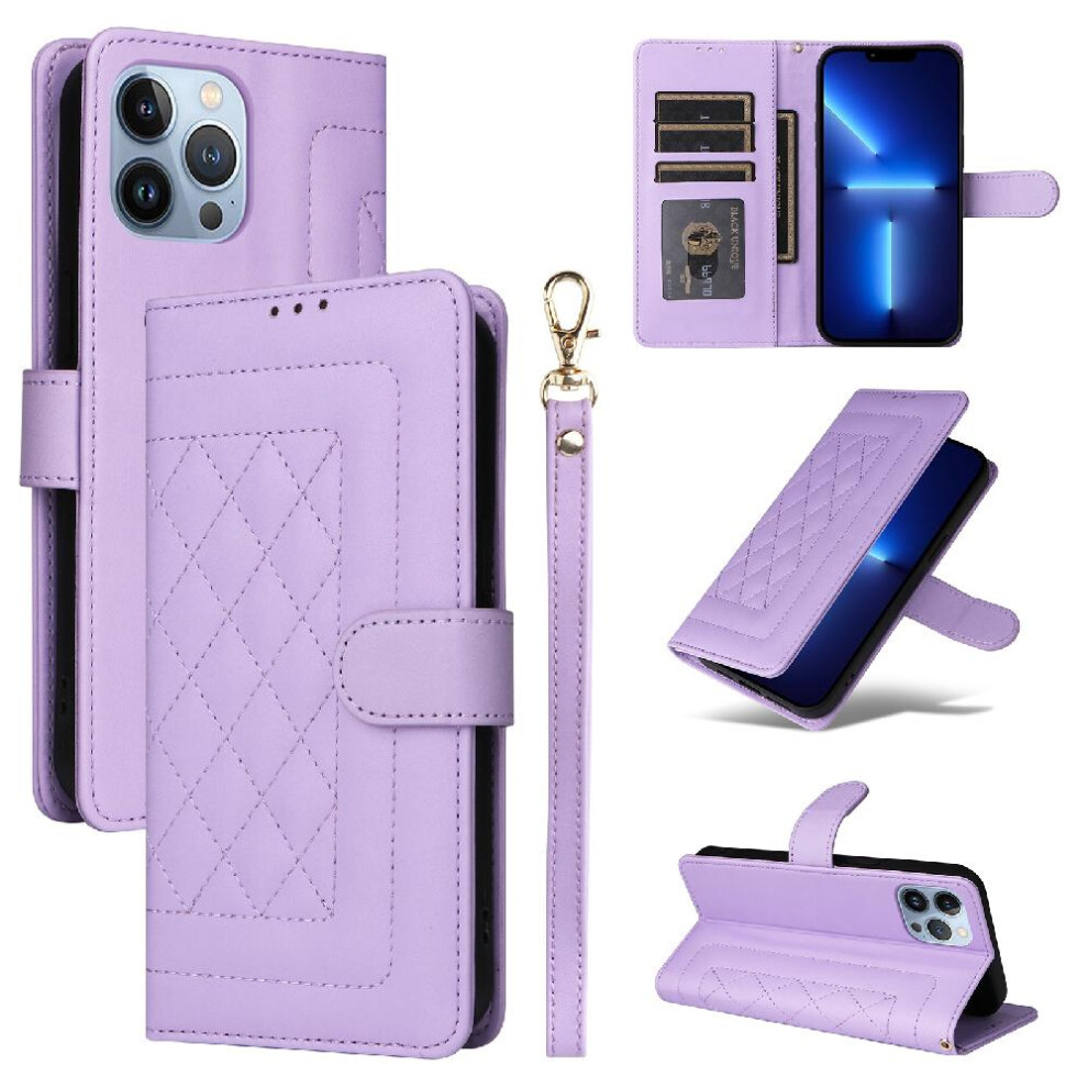 (Purple) Flip Case For Iphone 13 Pro Max Shockproof Wallet Simple Business Leather Case Flip Cover Purple 764762714734