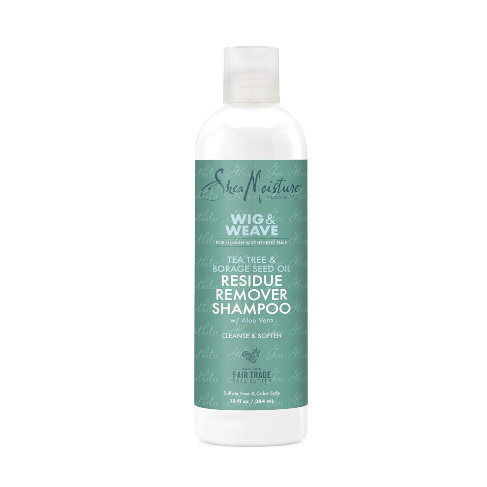 SheaMoisture Weave & Wig, Tea Tree & Borage Seed Oil Residue Remover Shampoo w/ Aloe Vera For Synthetic & Natural Hair Sulfate Free Clarifying Shampoo