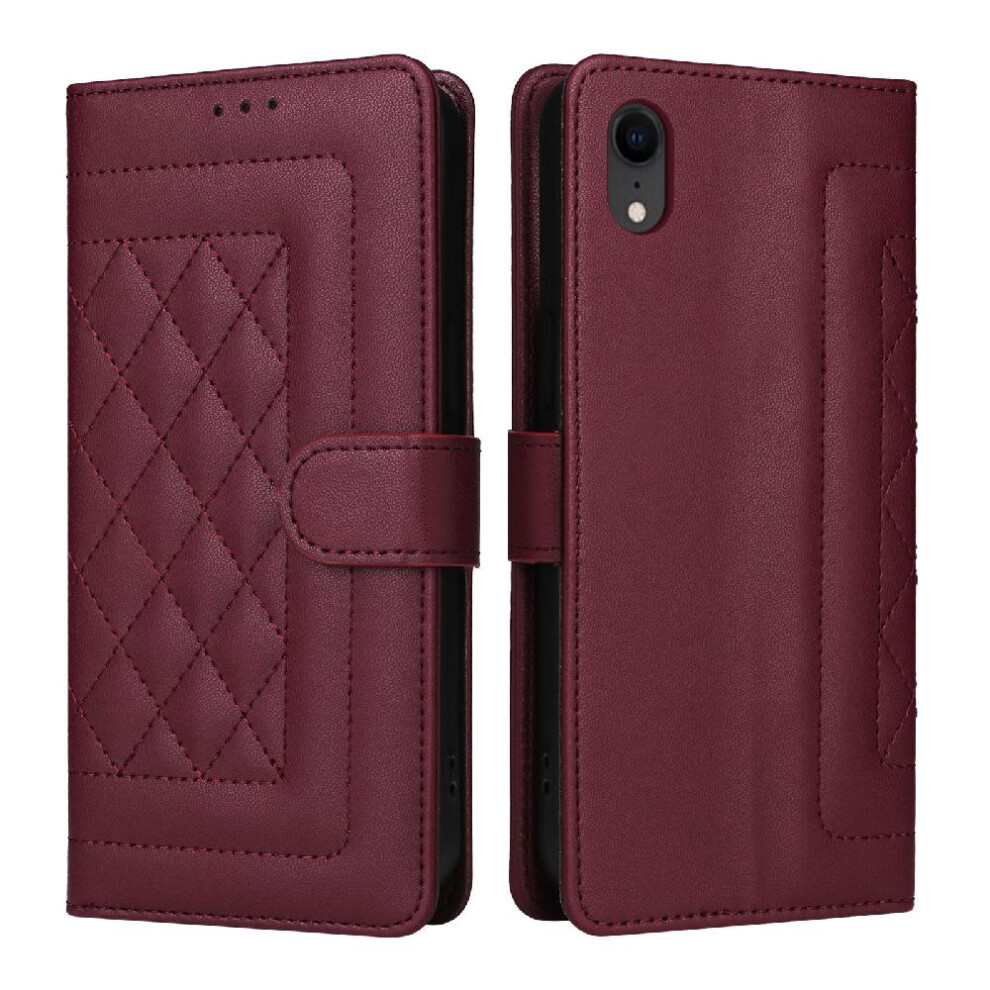 (Red) Flip Case For Iphone Xr Leather Case Simple Business Shockproof Wallet Flip Cover Red 764762715106