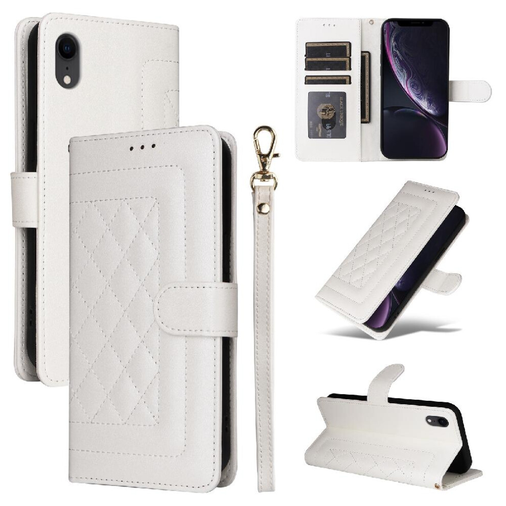 (White) Flip Case For Iphone Xr Leather Case Simple Business Shockproof Wallet Flip Cover White 764762715069