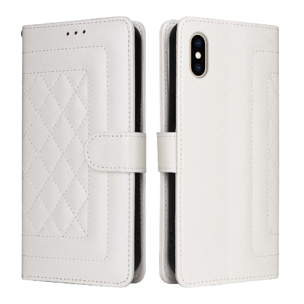 (White) Flip Case For Iphone Xs Leather Case Shockproof Wallet Simple Business Flip Cover White 764762715137
