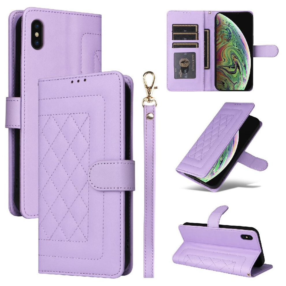 (Purple) Flip Case For Iphone Xs Max Leather Case Wallet Simple Business Flip Cover Shockproof Purple 764762715229