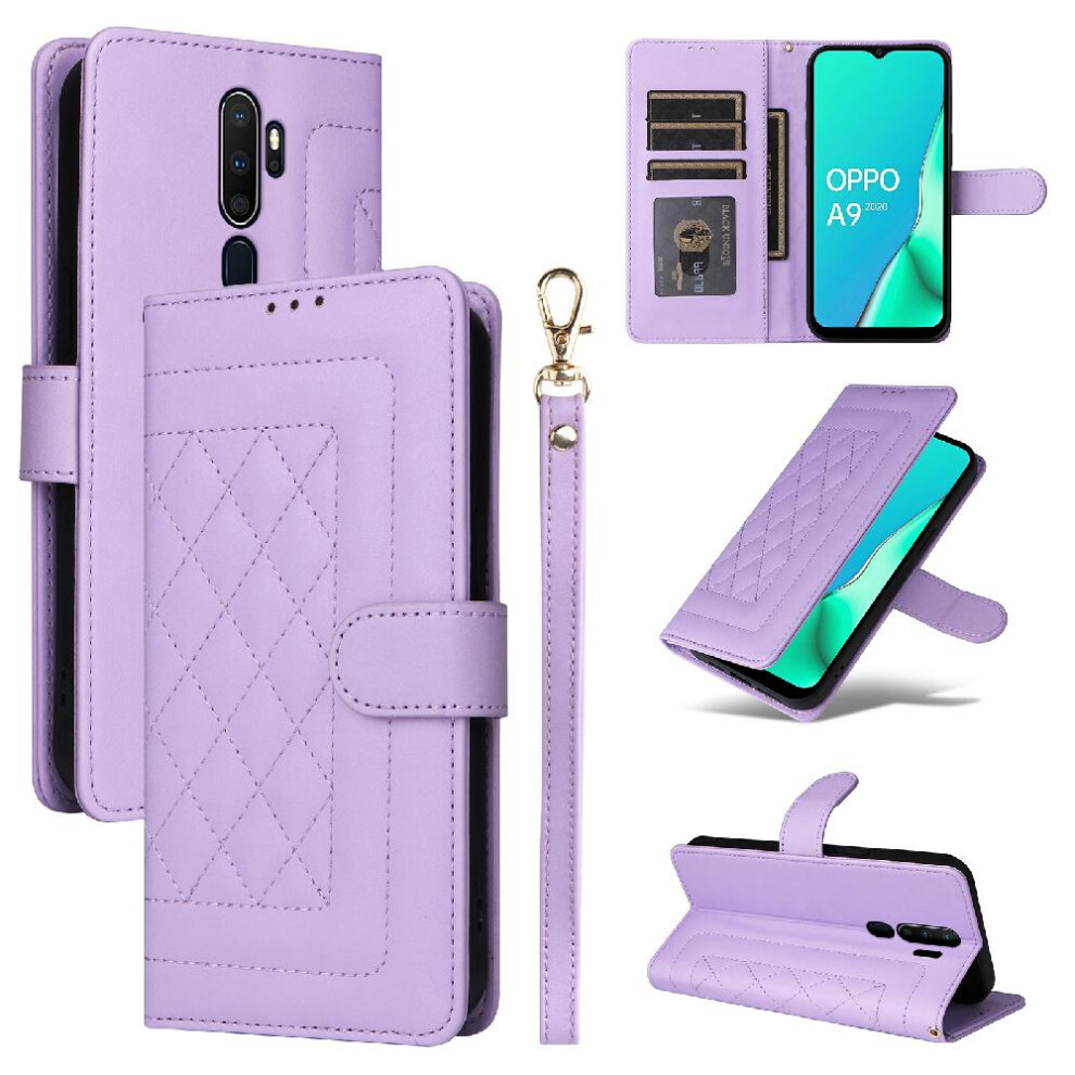 (Purple) Flip Case For Oppo A9 2020/A5 2020 Flip Cover Leather Case Shockproof Simple Business Wallet Purple 764762716066