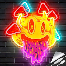 Smiley Face With Mushrooms Neon Sign Unique Mushroom Decor Aesthetic Room Decor Trippy Mushrooms Light For Halloween Parties, Bedroom Wall, Bar, Game