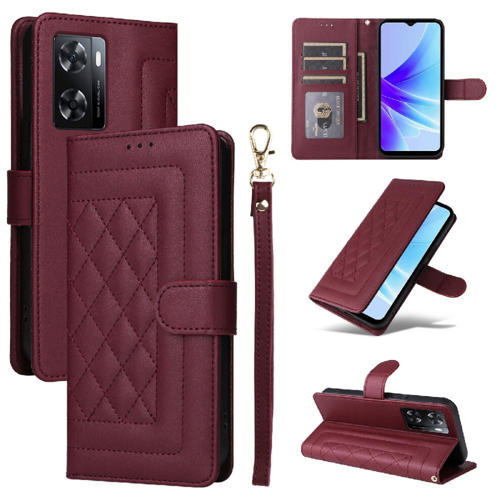 (Red) Flip Case For Oppo A57/A57s Wallet Shockproof Flip Cover Leather Case Simple Business Red 764762716226