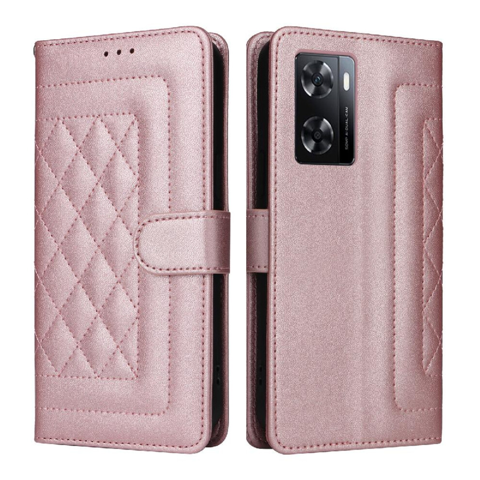 (Rose ) Flip Case For Oppo A57/A57s Wallet Shockproof Flip Cover Leather Case Simple Business Gold 764762716219