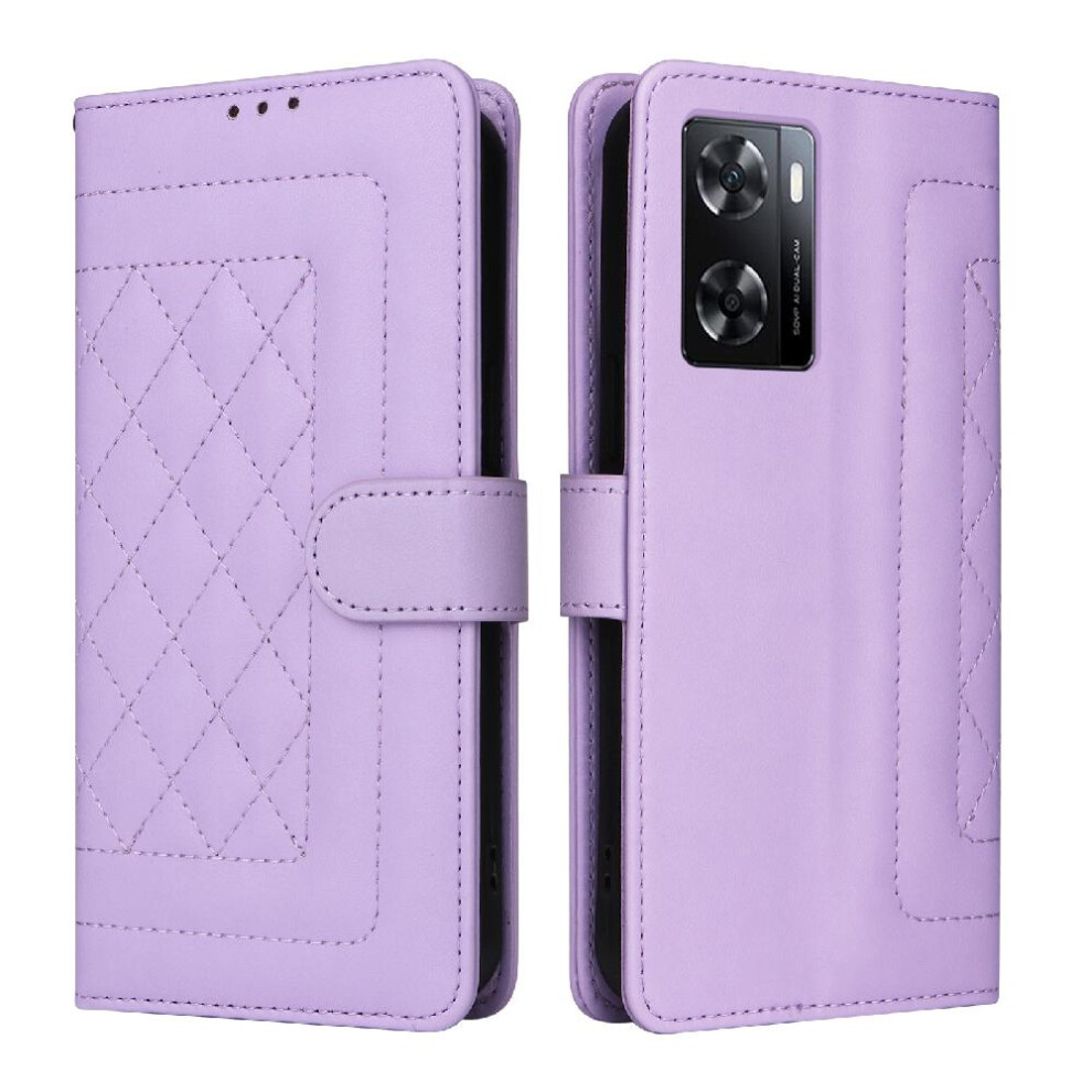 (Purple) Flip Case For Oppo A57/A57s Wallet Shockproof Flip Cover Leather Case Simple Business Purple 764762716202
