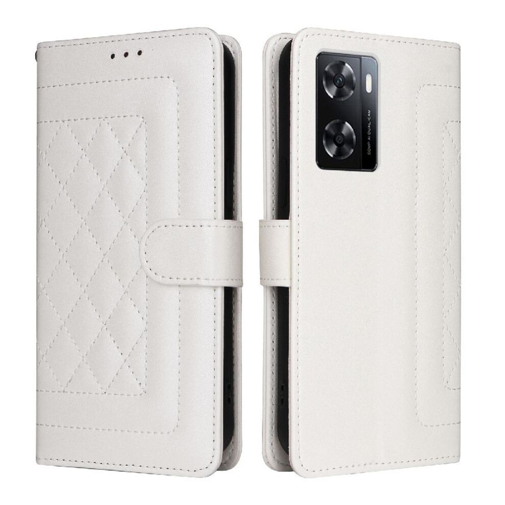 (White) Flip Case For Oppo A57/A57s Wallet Shockproof Flip Cover Leather Case Simple Business White 764762716189