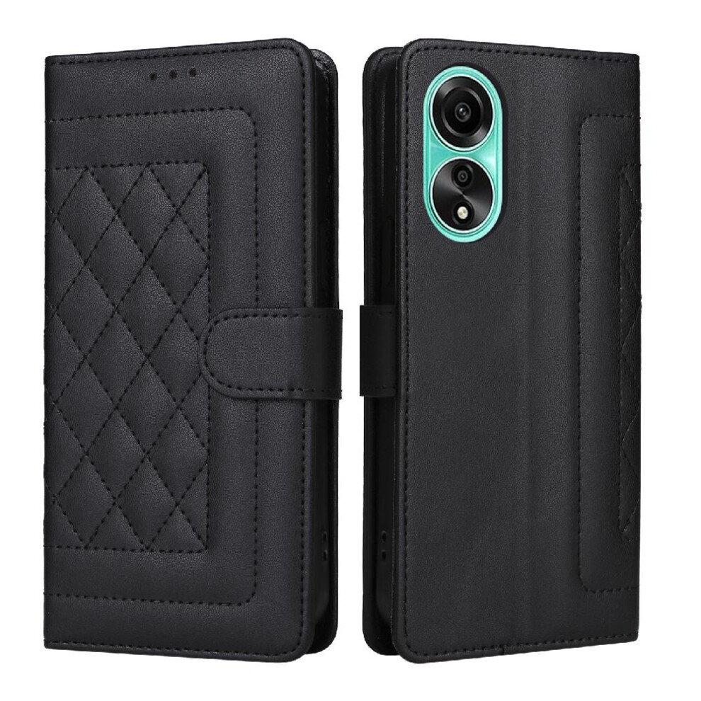 (Black) Flip Case For Oppo A78 4G Shockproof Flip Cover Leather Case Simple Business Wallet Black 764762716585