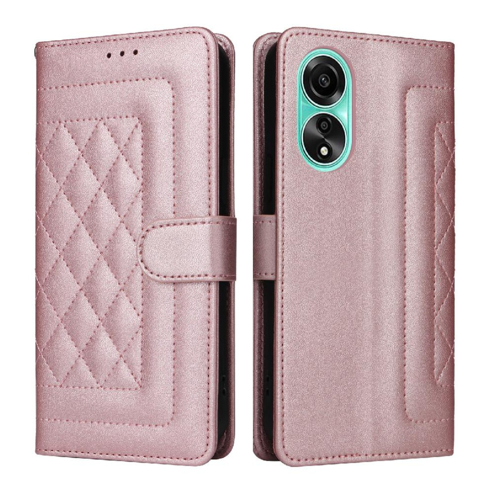 (Rose ) Flip Case For Oppo A78 4G Shockproof Flip Cover Leather Case Simple Business Wallet Gold 764762716561