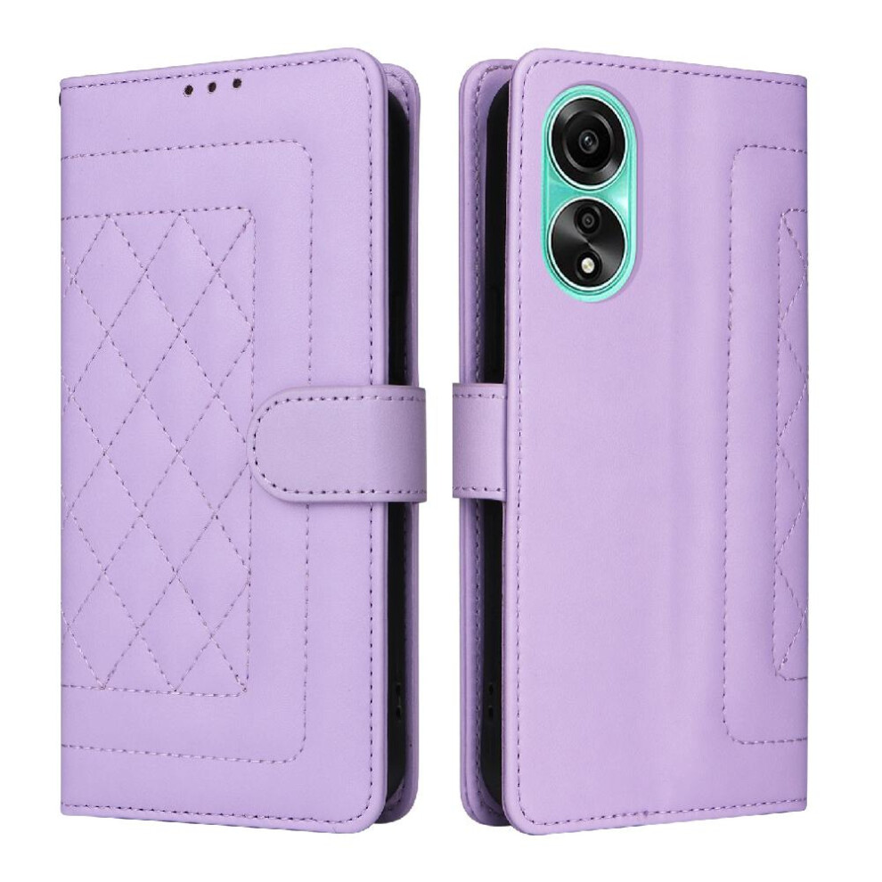 (Purple) Flip Case For Oppo A78 4G Shockproof Flip Cover Leather Case Simple Business Wallet Purple 764762716554