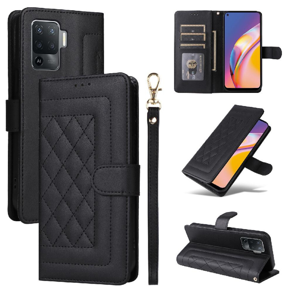 Gangxun (Black) Flip Case For Oppo A94 Shockproof Leather Case Simple Business Flip Cover Wallet Black