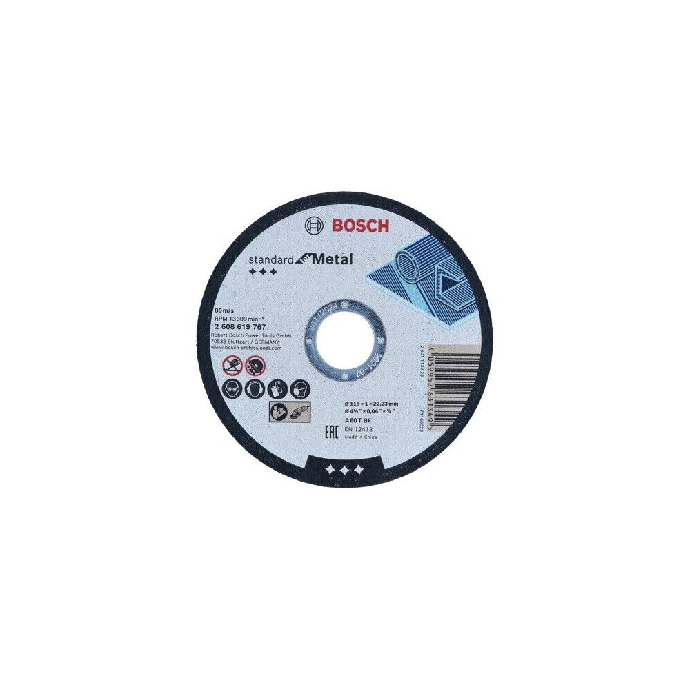 Bosch 115mm Thin Cutting Discs 1mm Metal Steel Stainless Slitting Cutter Wheel