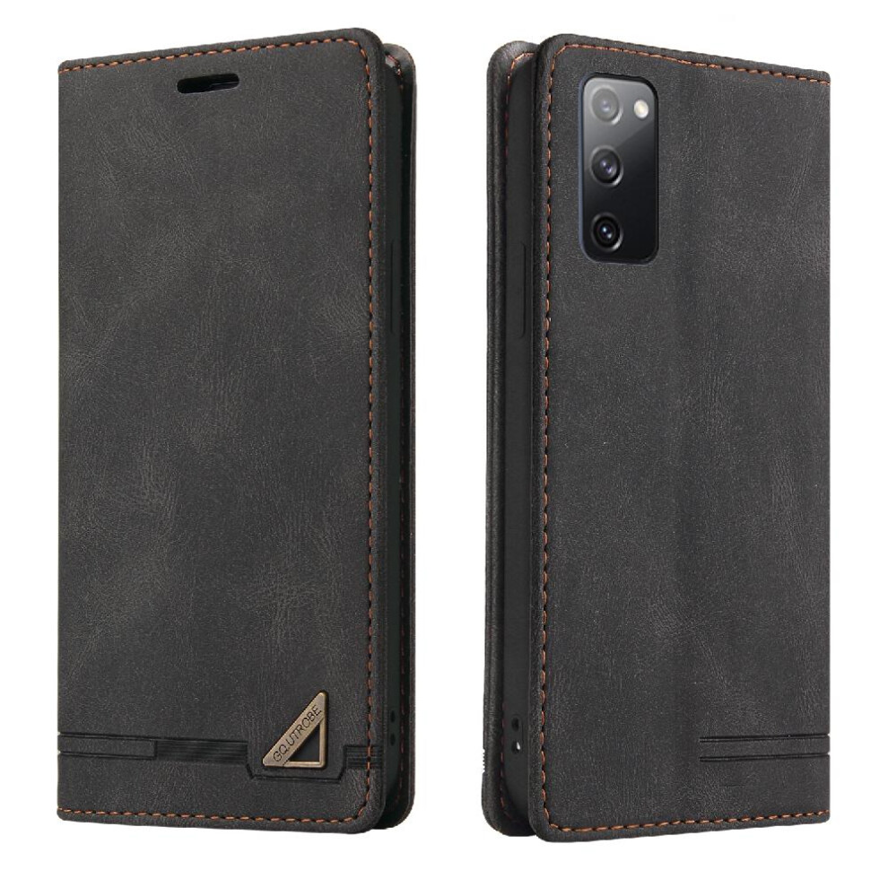 (Black) Case For Samsung Galaxy S20 Fe Kickstand Two Card Slots Premium Leather Premium Leather Black 764762716912