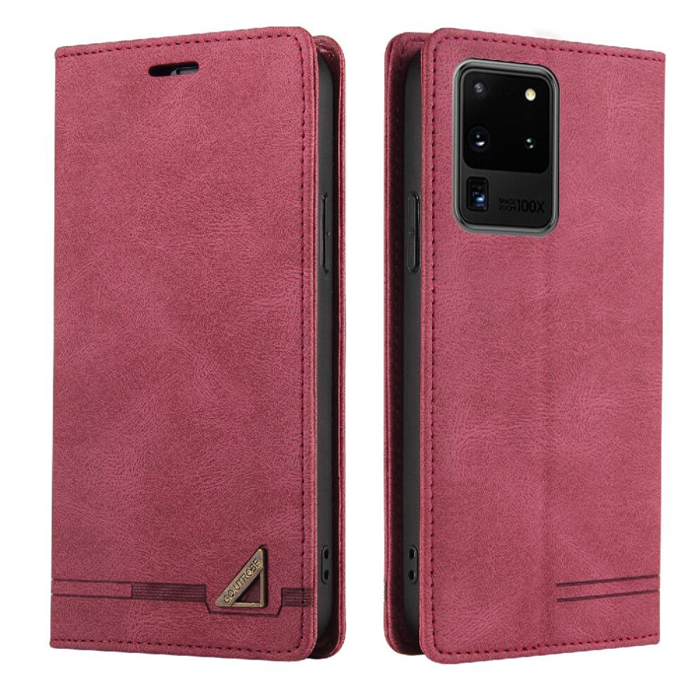 (Red) Case For Samsung Galaxy S20 Ultra Two Card Slots Premium Leather Kickstand Premium Leather Red 764762716967