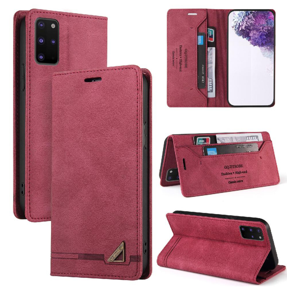 (Red) Case For Samsung Galaxy S20 Plus Kickstand Premium Leather Two Card Slots Premium Leather Red 764762717001