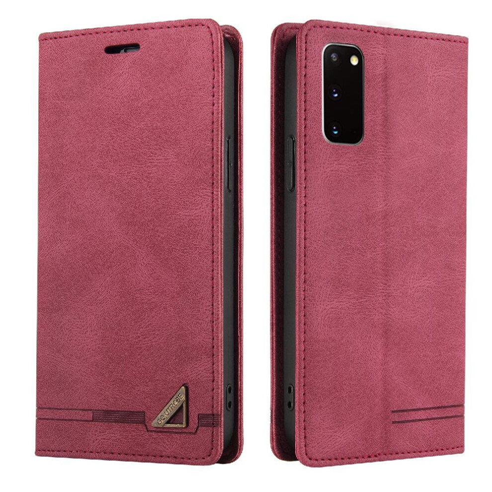 (Red) Case For Samsung Galaxy S20 Two Card Slots Premium Leather Kickstand Premium Leather Red 764762717049