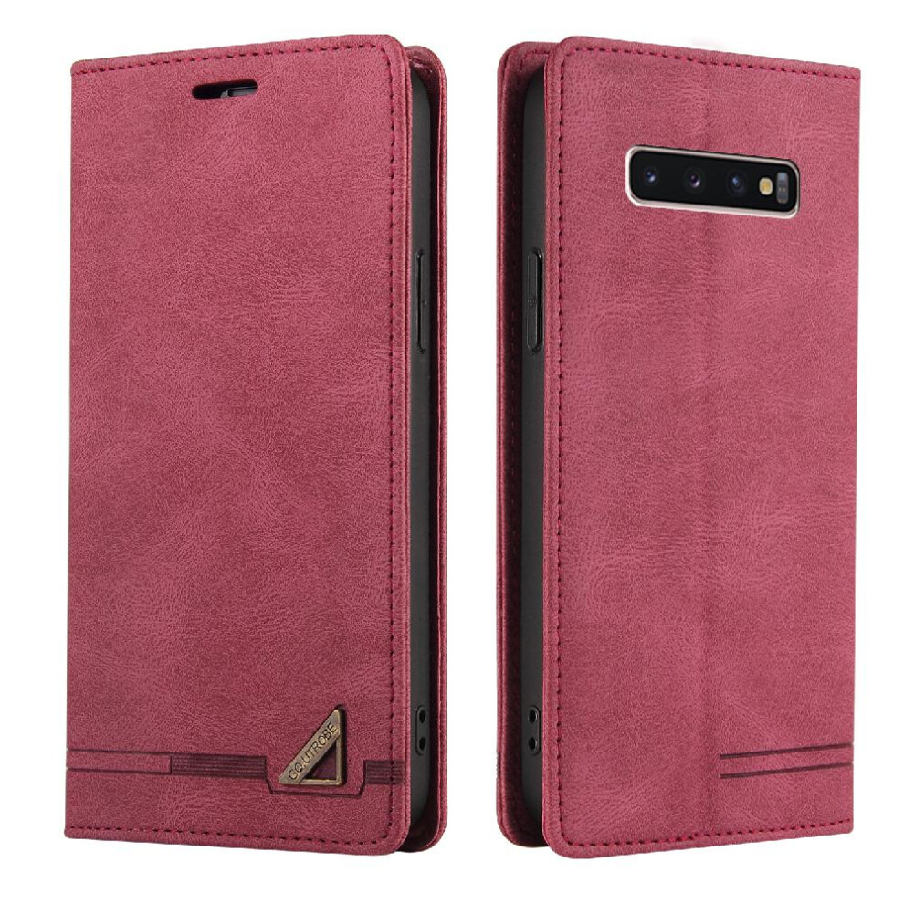 (Red) Case For Samsung Galaxy S10 Plus Kickstand Premium Leather Premium Leather Two Card Slots Red 764762717087